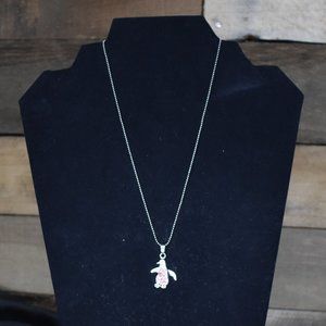 🔥 3/$15 NWT Cool Jewels Pink Crystal Penguin Necklace